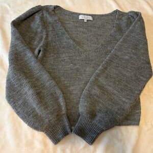 L’Academie Rosette Gray Ribbed Knit Sweater S Quiet Luxury Minimalist Wool Blend